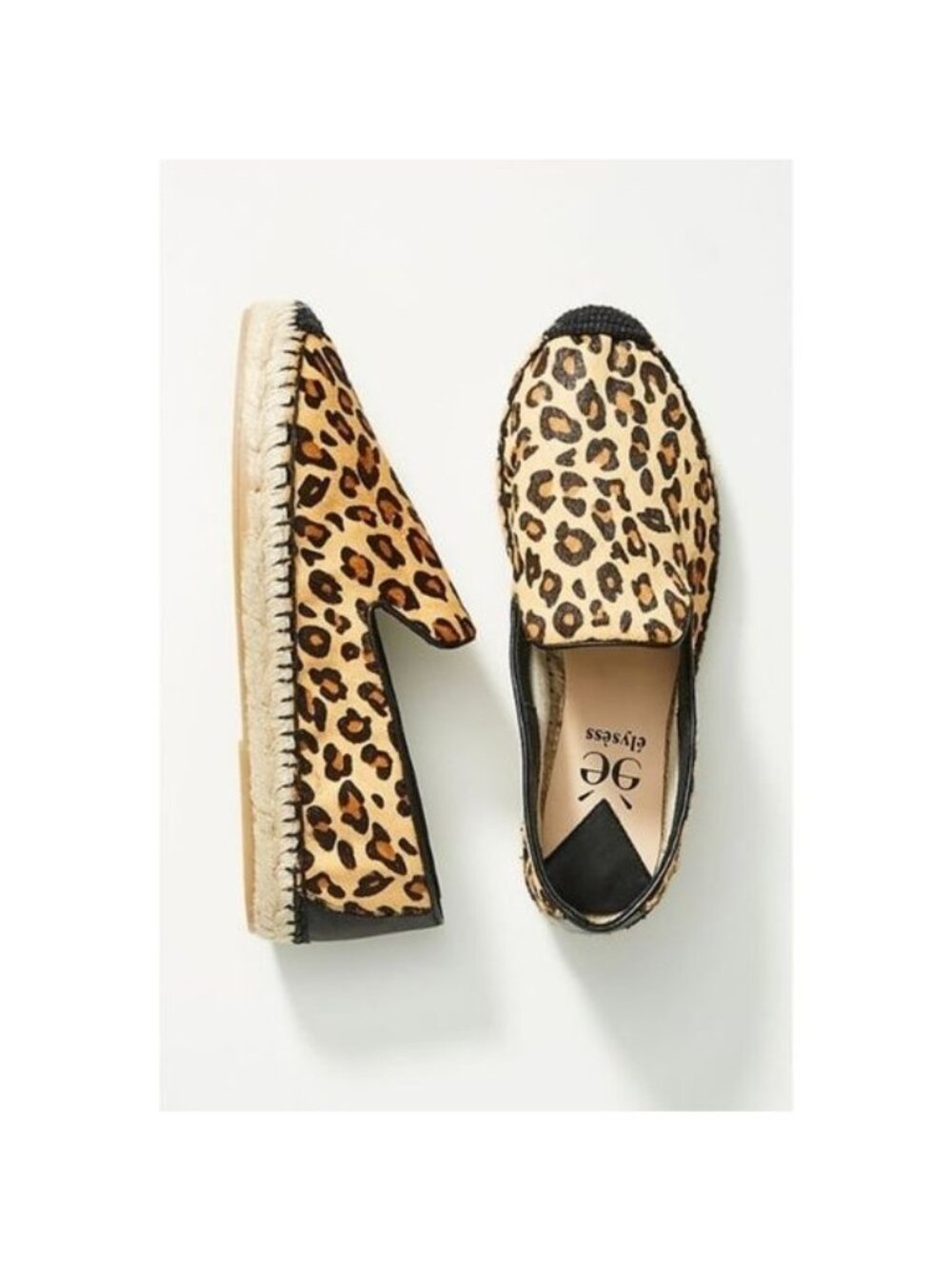 Elysess Leopard Print Calf Hair Espadrille Flats With Jute Heel